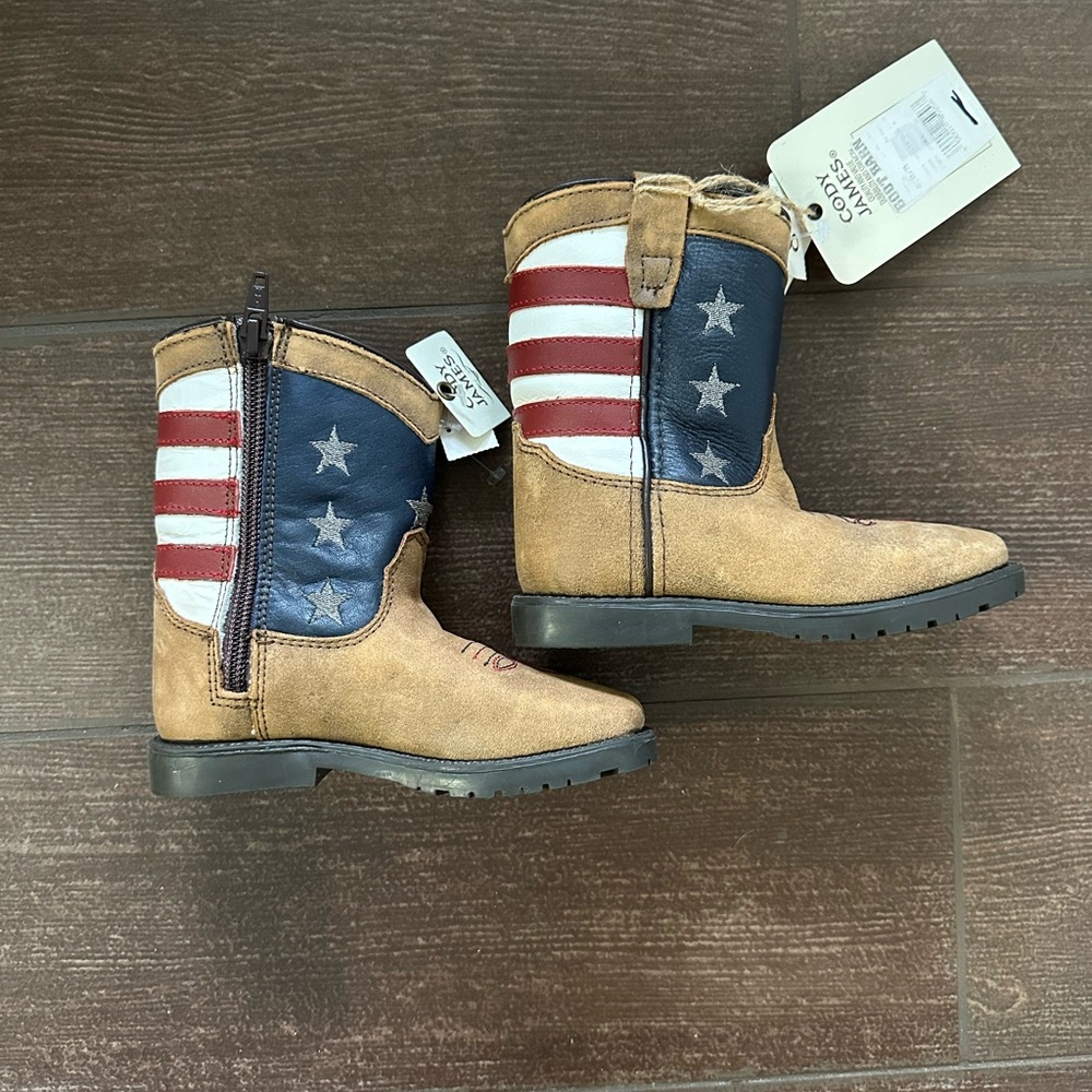 Kids Cowboy Boots with American Flag Design